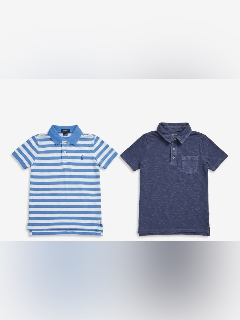 Polo Short-Sleeve Polo Set - Light Blue Stripe & Navy